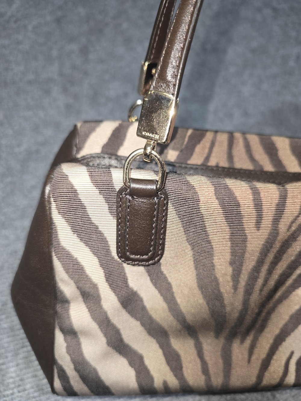 Coach Madison Madeline 26634 Zebra Print Brown Leather Satchel Crossbody Bag - Picture 8 of 16